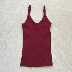 NWOT✨red ribbed lace camisole tank top